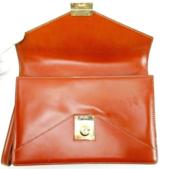 Auth LOEWE clutch bag business bag women''s anagram brown leather used T9805 - Picture 4 of 4